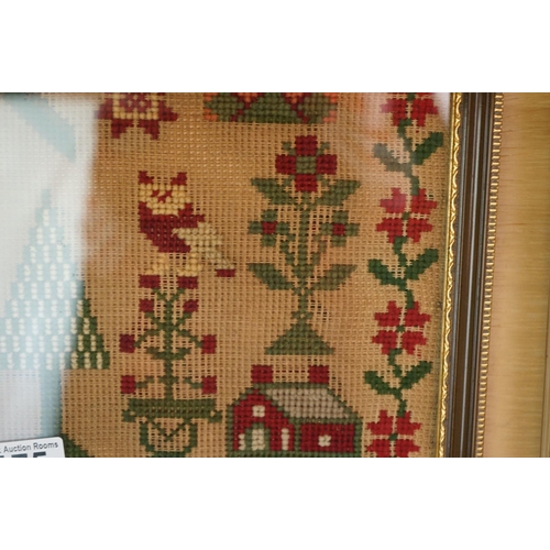 175 - A Victorian wool work sampler c.1850, named 