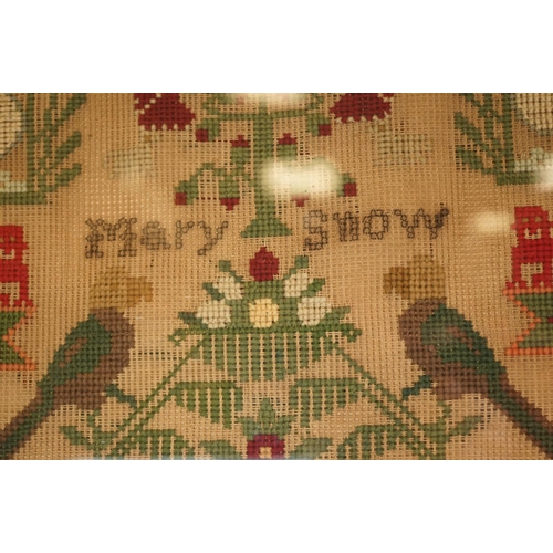 175 - A Victorian wool work sampler c.1850, named 