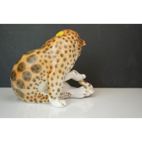 182 - Three large animal figures to include a Sylvac Monkey, Russian Cheetah and a cat