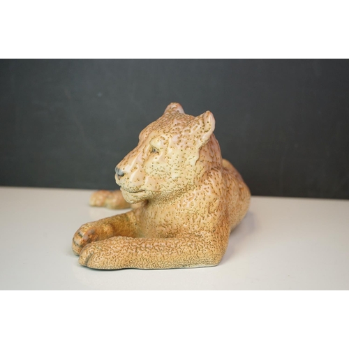 182 - Three large animal figures to include a Sylvac Monkey, Russian Cheetah and a cat