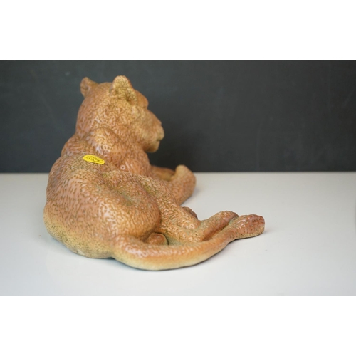 182 - Three large animal figures to include a Sylvac Monkey, Russian Cheetah and a cat