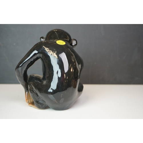 182 - Three large animal figures to include a Sylvac Monkey, Russian Cheetah and a cat