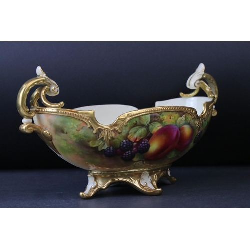 1 - A 20th century Royal Worcester two handled basket with fruit and berry decoration signed E Townsend ... 