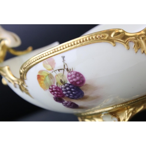 1 - A 20th century Royal Worcester two handled basket with fruit and berry decoration signed E Townsend ... 