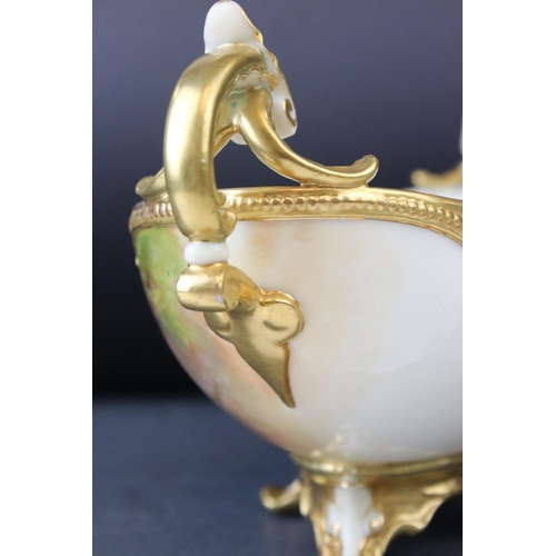 1 - A 20th century Royal Worcester two handled basket with fruit and berry decoration signed E Townsend ... 
