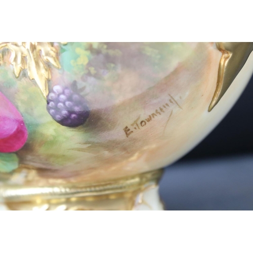 1 - A 20th century Royal Worcester two handled basket with fruit and berry decoration signed E Townsend ... 