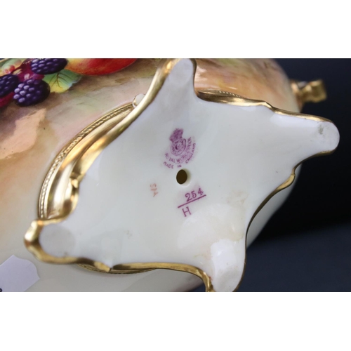 1 - A 20th century Royal Worcester two handled basket with fruit and berry decoration signed E Townsend ... 