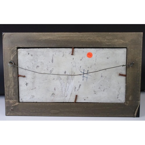 29 - A composite stone framed panel decorated with cherubs playing with a lion one riding on the lions ba... 