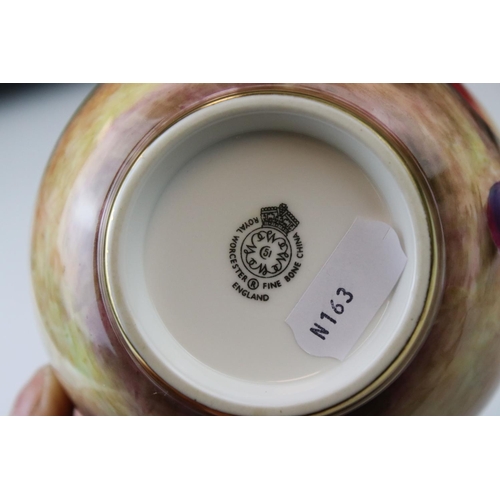 4 - A late 20th century Royal Worcester bowl with gilded interior and berry and fruit decoration signed ... 