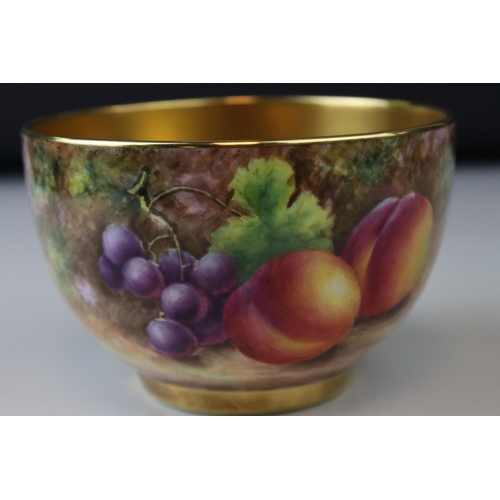 4 - A late 20th century Royal Worcester bowl with gilded interior and berry and fruit decoration signed ... 