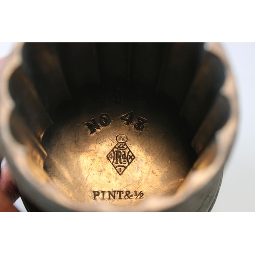 45 - An Antique pewter lidded mould the lid decorated with fruit has removable base which is stamped no 4... 
