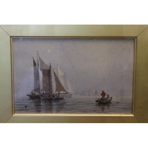 57 - 19th Century School Continental fishermen in a calm sea, possibly Italy, Watercolour, approx 15.5 x ... 