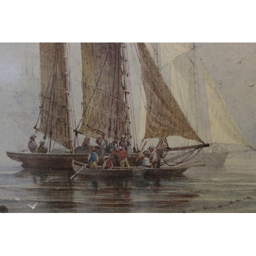 57 - 19th Century School Continental fishermen in a calm sea, possibly Italy, Watercolour, approx 15.5 x ... 