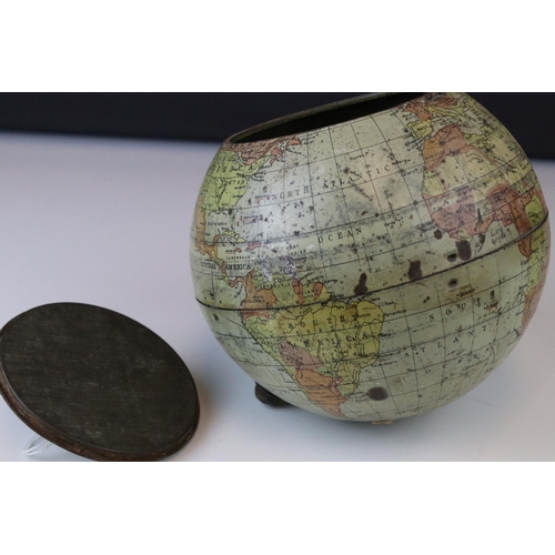 128 - A  vintage novelty Huntley And Palmers biscuit tin in the form of a globe.
