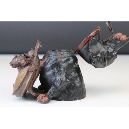 133 - Brass Dachshund dog and her puppies