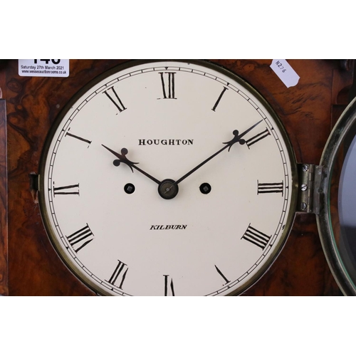 146 - Houghton Of Kilburn 19th century burr walnut cased bracket clock with twin fusee movement with scrol... 
