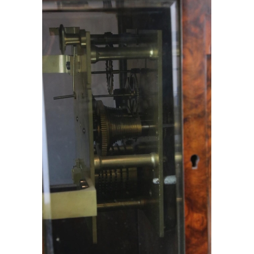146 - Houghton Of Kilburn 19th century burr walnut cased bracket clock with twin fusee movement with scrol... 