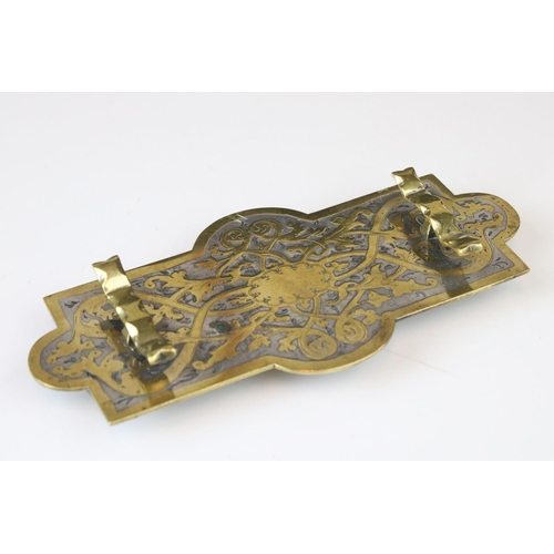 147 - An antique brass desk top pen tray.