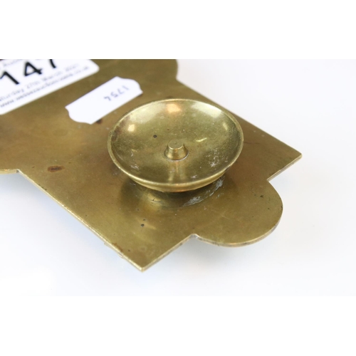 147 - An antique brass desk top pen tray.