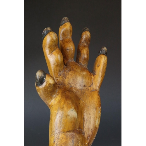 153 - A carved wooden treen human arm.