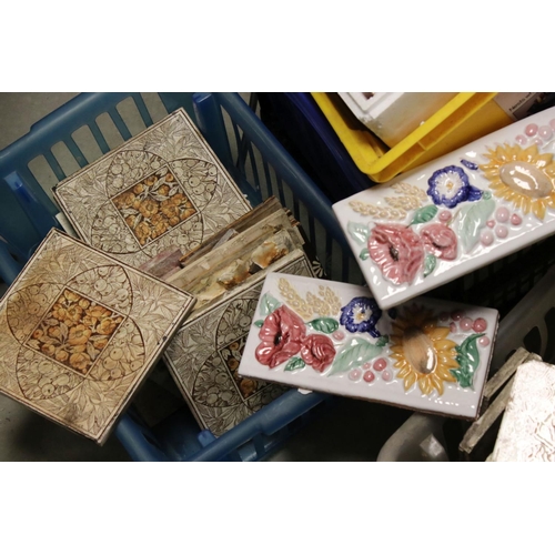 156 - A large quantity of ceramic tiles to include Art Nouveau and Victorian.