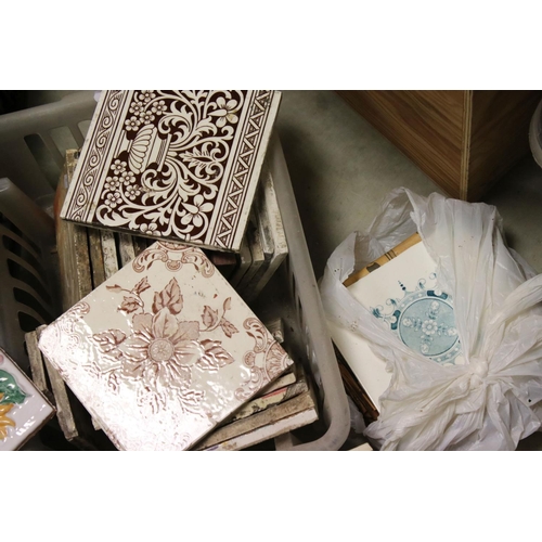 156 - A large quantity of ceramic tiles to include Art Nouveau and Victorian.