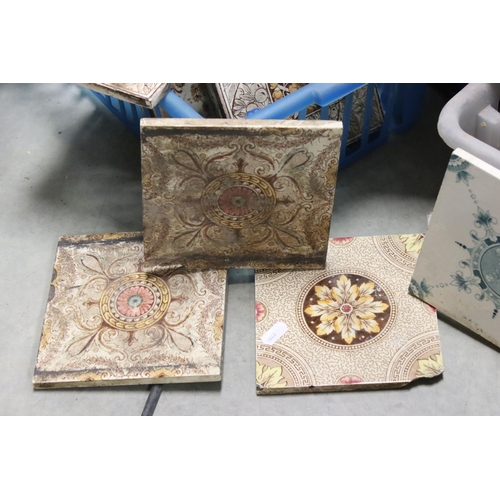 156 - A large quantity of ceramic tiles to include Art Nouveau and Victorian.