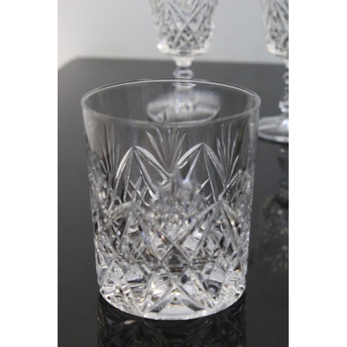 179 - A boxed set of six Stuart Crystal wine glasses together with a quantity of other wine glasses tumble... 