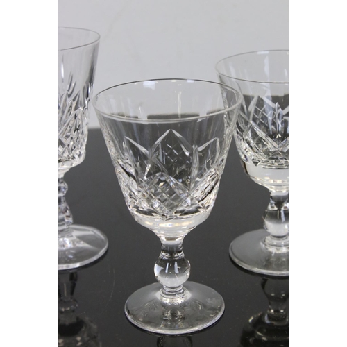179 - A boxed set of six Stuart Crystal wine glasses together with a quantity of other wine glasses tumble... 