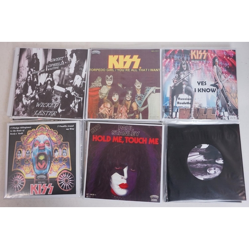 100A - Vinyl - KISS Collection of private pressing 45's / EP's spanning their career.  Many containing etch... 