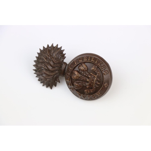 14 - A British The Royal Welsh Fusiliers Officers Bronze Grenade Cap Badge, With Twin Fixings To The Vers... 