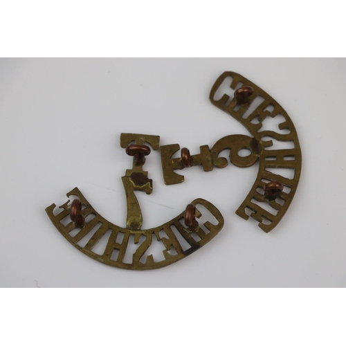 15 - A British 6th Territorial Of The Cheshire Regiment Brass Shoulder Title Together With A 7th Territor... 