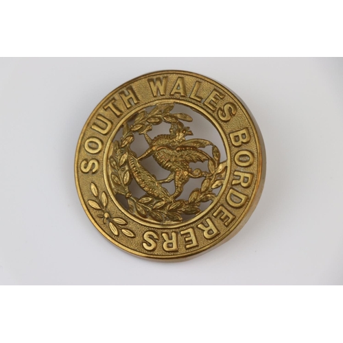 2 - A British South Wales Borders Regiment Helmet Centre Badge With Four Loop Fixings To The Verso.