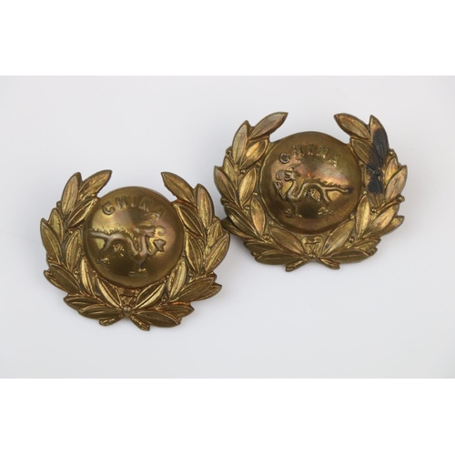 27 - A Pair Of British The Border Regiment Brass Collar Badges, Both With Twin Loop Fixings To The Verso.