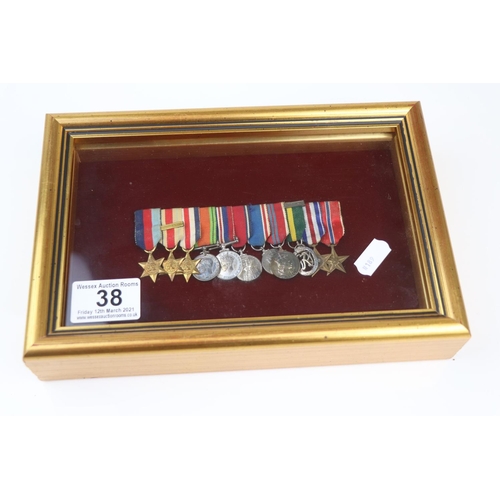 38 - A British World War Two Miniature Medal Group Of Eleven Medals To Include The 1939-45 Star, The Afri... 