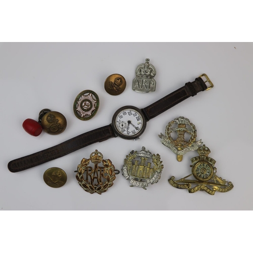 39 - A Small Group Of Mixed Military Collectables To Include A Hallmarked Sterling Silver Cased Trench Wa... 