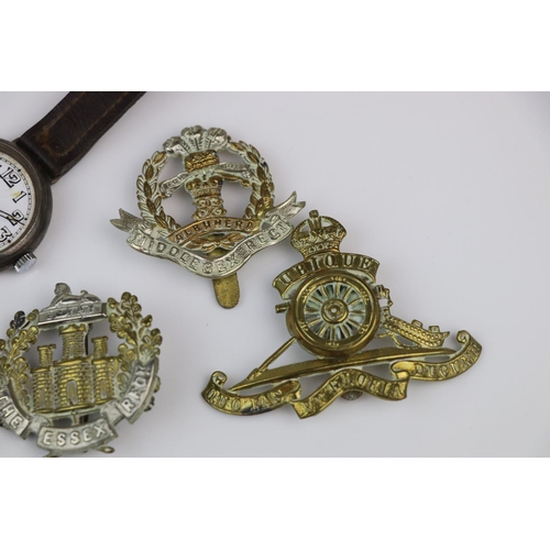 39 - A Small Group Of Mixed Military Collectables To Include A Hallmarked Sterling Silver Cased Trench Wa... 