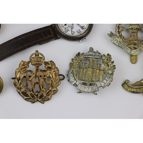 39 - A Small Group Of Mixed Military Collectables To Include A Hallmarked Sterling Silver Cased Trench Wa... 