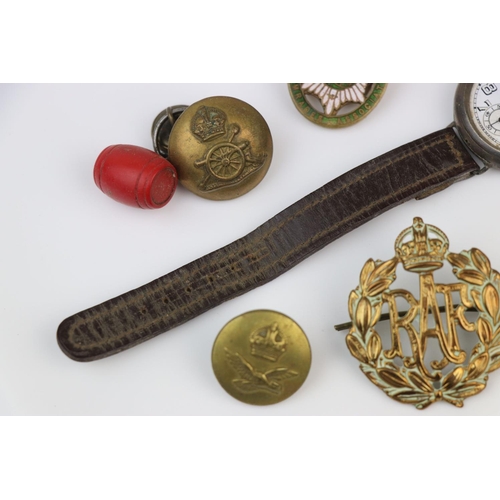 39 - A Small Group Of Mixed Military Collectables To Include A Hallmarked Sterling Silver Cased Trench Wa... 