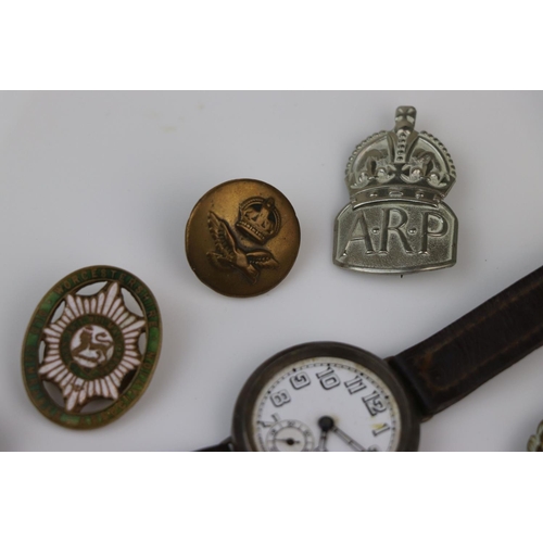 39 - A Small Group Of Mixed Military Collectables To Include A Hallmarked Sterling Silver Cased Trench Wa... 