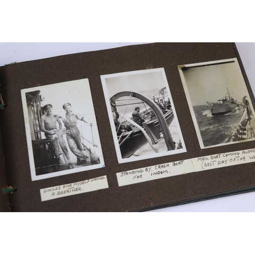 41 - A World War Two Photograph Album Complete With A Large Collection Of Photographs Taken Whilst On Dut... 