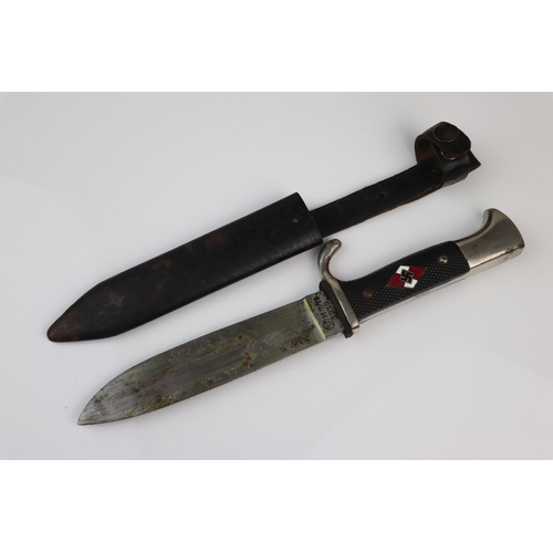 42 - A World War Two German Third Reich Hitler Youth Dagger, Complete With Original Metal Scabbard And Le... 