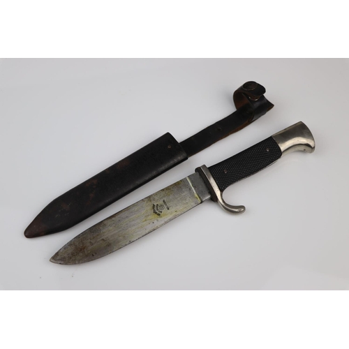 42 - A World War Two German Third Reich Hitler Youth Dagger, Complete With Original Metal Scabbard And Le... 