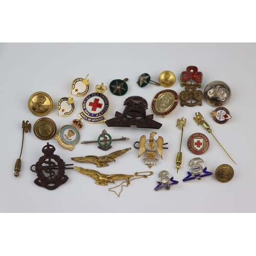 46 - A Collection Of Various Military Badges And Sweetheart Brooches, Regiments Include The Lancashire Fu... 