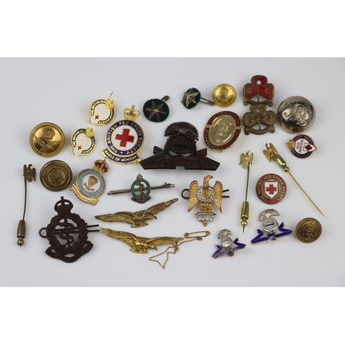 46 - A Collection Of Various Military Badges And Sweetheart Brooches, Regiments Include The Lancashire Fu... 