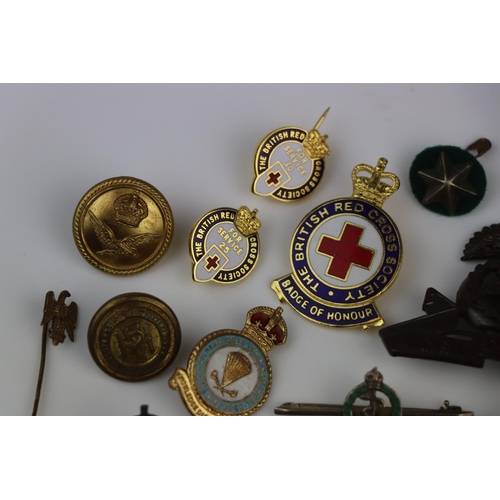 46 - A Collection Of Various Military Badges And Sweetheart Brooches, Regiments Include The Lancashire Fu... 