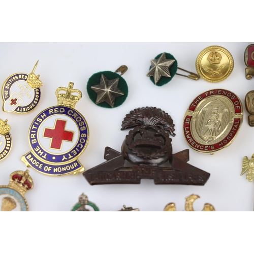 46 - A Collection Of Various Military Badges And Sweetheart Brooches, Regiments Include The Lancashire Fu... 