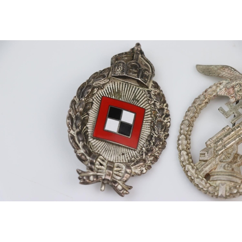 50 - Two Reproduction German Award Badges To Include A World War Two German Luftwaffe Flack Badge And A W... 