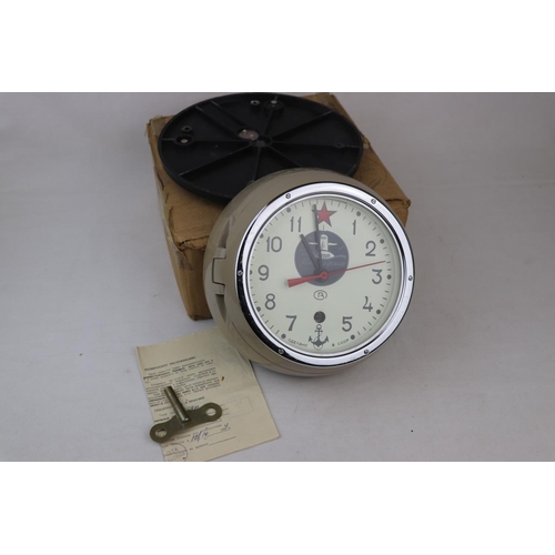 58 - A Vintage Russian Naval Marine Wall Clock With Original Documentation.