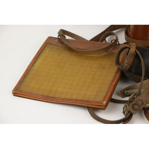 67 - A Collection Of World War One Era Leather Storage Cases To Include A Map Folder Together With A Pair... 